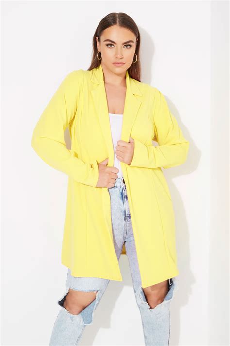 Lemon Yellow Longline Blazer Yours Clothing