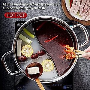 Panghuhu Inch Hot Pot With Divider Lid Stainless Steel Shabu Shabu Pot For Induction Cooktop