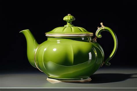 Premium Photo A Green Teapot With Handles On A White Background In