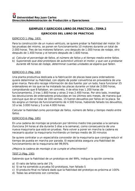 Ejemplo y ejercicios Tema 2 Universidad Rey Juan Carlos Dirección