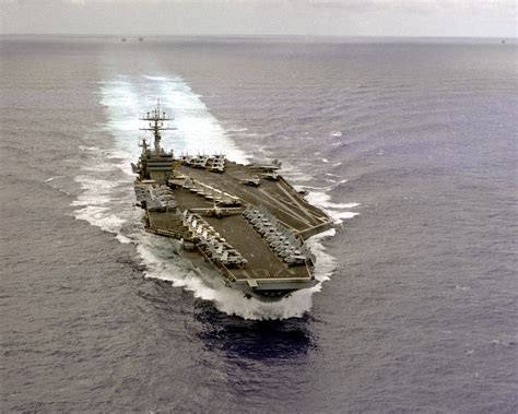 An Aerial Starboard Bow View Of The Nuclear Powered Aircraft Carrier