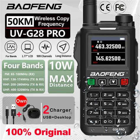 2024 Baofeng UV G28 PRO 10W Walkie Talkie Long Range Portable Four Band