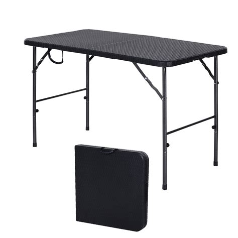 Table de camping pliante dim 120L x 60l x 74H cm métal époxy HDPE noir