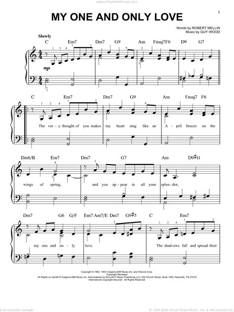 My One And Only Love Easy Sheet Music For Piano Solo Pdf