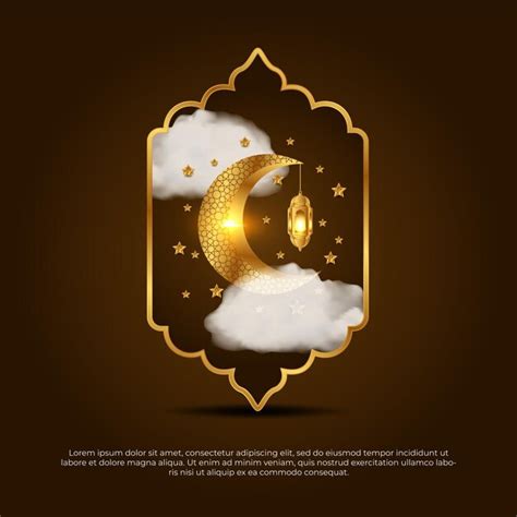 3d Eid Al Adha Mubarak Beau Fond De Lampe De Lune Dorée Islamique