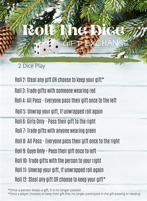 White Elephant Gift Exchange Rules Printable