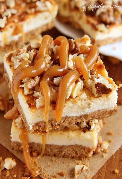 Caramel Pecan Cheesecake Bars Recipe Sugar Apron