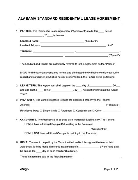 Printable Rental Agreement Form Alabama Printable Forms Free Online