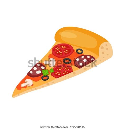 Vector Drawing Pizza Salami Mushrooms Tomato Stock Vector Royalty Free