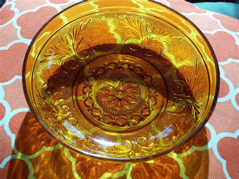 Vintage Amber Indiana Depression Glass Floral Pattern