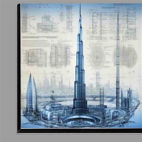 Dubais Majestic Tower Blueprint Metal Poster Major Discount Only Today