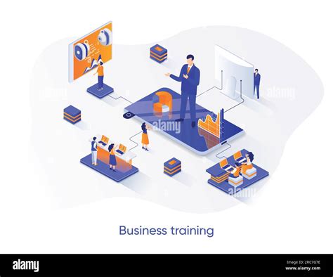 Business Training Isometric Web Banner Professional Education Isometry