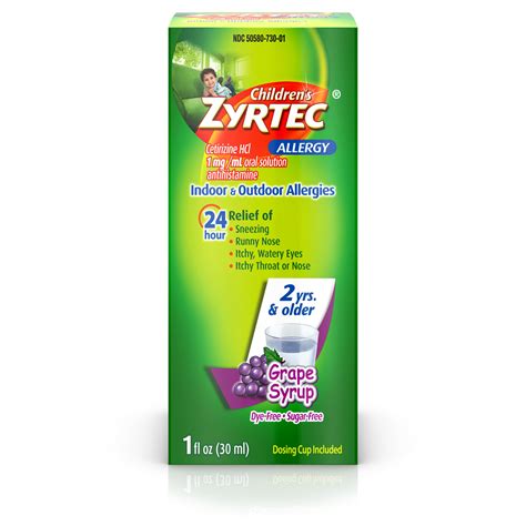 Zyrtec 24 Hr Childrens Allergy Relief Syrup Grape Flavor 1 Fl Oz