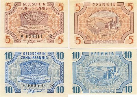 Deutschland Frankreich Und Pfennig Scheine Rheinland Pfalz