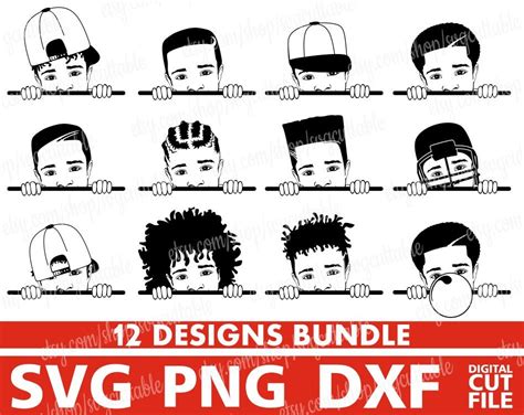 Dxf Clipart Peek A Boo Boy Svg Svg Files For Cricut Black Kid Svg Png