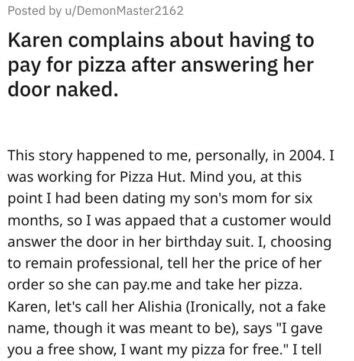 Entitled Hot Karen Demands Free Pizza After Answering Her Door Naked