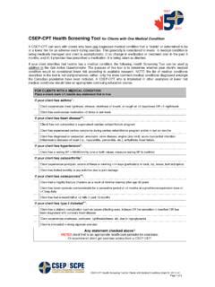 CSEP CPT Health Screening Tool For Clients With One Csep Cpt