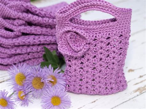 Purple Crocheted T Bags Mini Tote Bag Bridesmaids T Bags Bridal