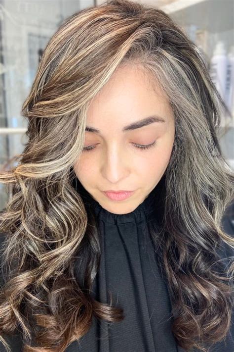 35 Grey Blending Highlights Brunette Stylish Hair Ideas