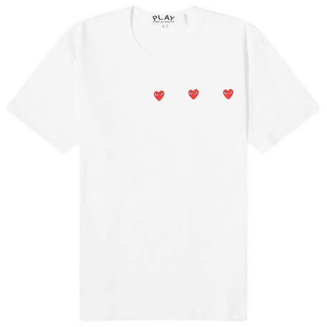 Comme Des Garçons Play 3 Heart T Shirt White End Us