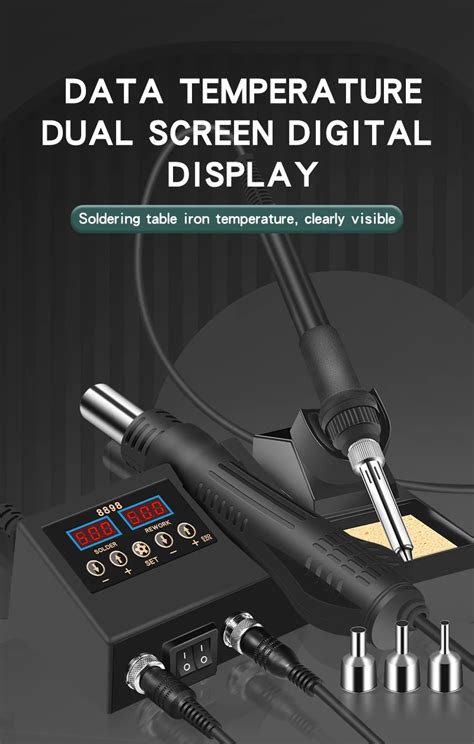 8898 2 In 1 Soldering Station Digital Display Hot Air Gun Welding