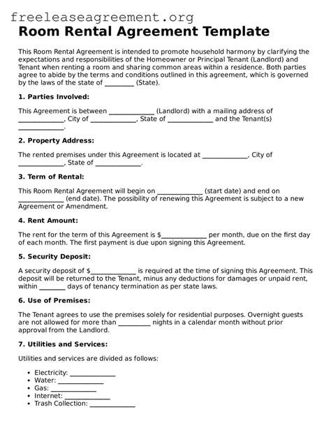 Room Rental Agreement Template Download Pdf Form