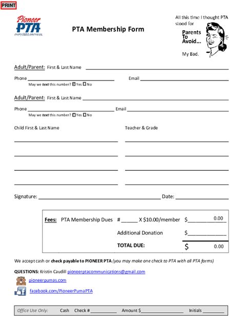 Fillable Online Pto Form Printable Did You Know The Pta Does That