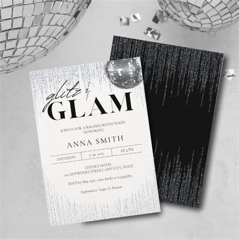 Elegant Black And White Bachelorette Party Invitations