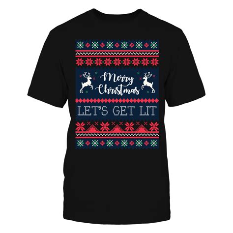 Merry Christmas Lets Get Lit Cotton Long Sleeve Shirt Long Sleeve