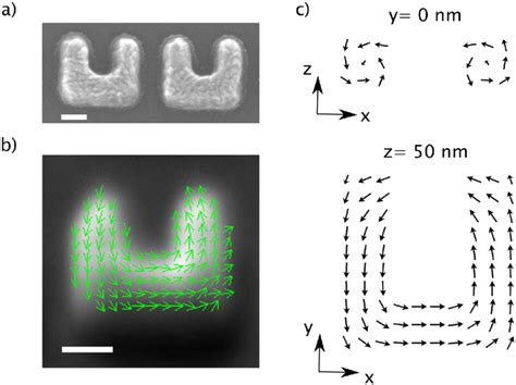 A SEM Image Of 50 Nm Thick Fe Nanomagnets B Magnetization Pattern