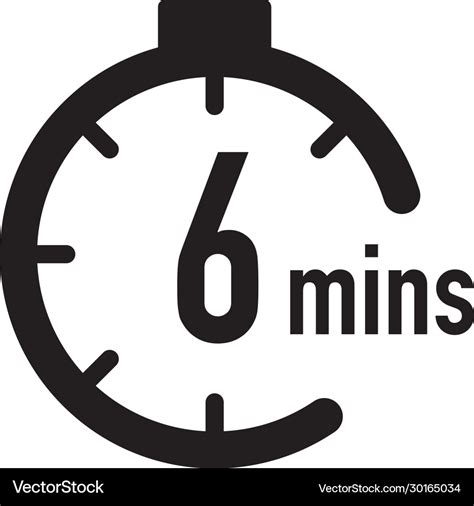 6 minutes timer stopwatch or countdown icon time Vector Image