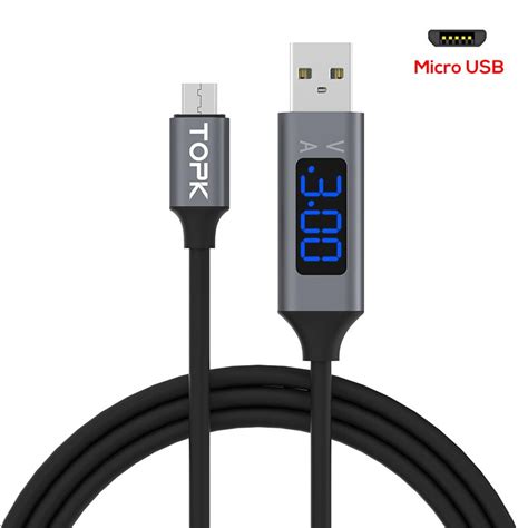 Topk 1M Micro Usb Kabel Spanning En Stroom Display Grandado