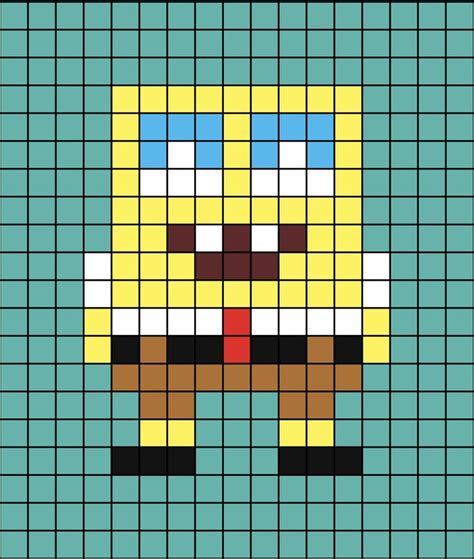 A Small Pixel Art Template Of Spongebob Squarepants Art Films