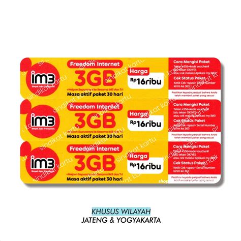 Jual Voucher Indosat FI 3GB 30Hari JATENG YOGYAKARTA Shopee Indonesia