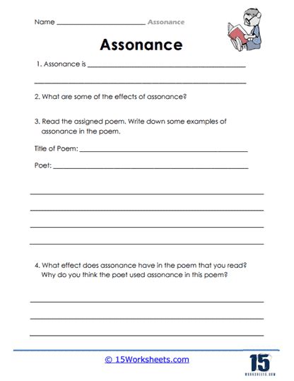 Assonance Worksheets - 15 Worksheets.com