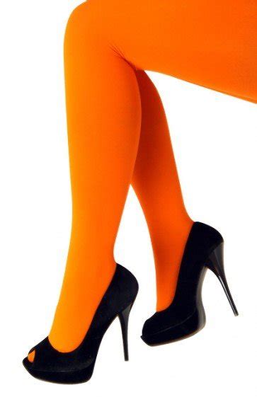 Strømpebukser I Neon Orange Strømper Leggings Partyfabrikken Dk