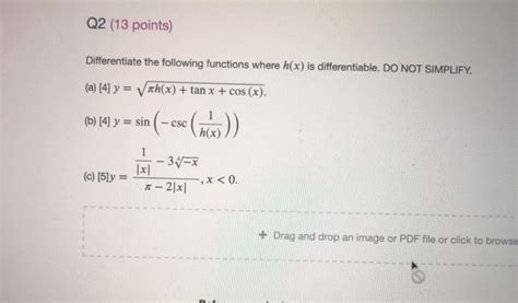 Solved Q Points Differentiate The Following Functions Chegg