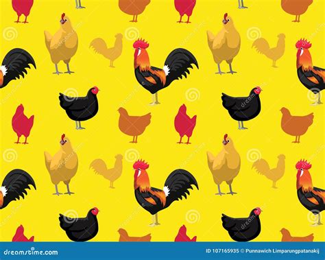 Chicken Australorp Cartoon Seamless Wallpaper Stock Vector ...