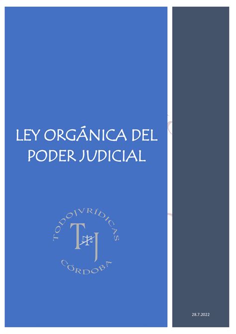 LEY ORGÁNICA DEL PODER JUDICIAL PDF Todojuridicas Oposiciones de