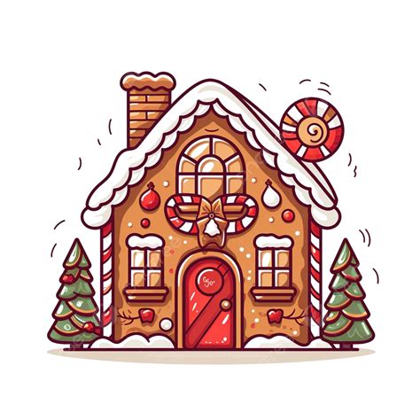 Gingerbread House Christmas Cookies And Candy Vector Illustration Christmas Gingerbread