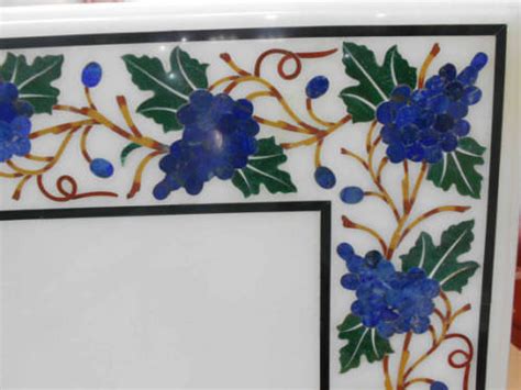 42 X 24 Marble Coffee Table Pietra Dura Semi Precious Stone Art Inlay