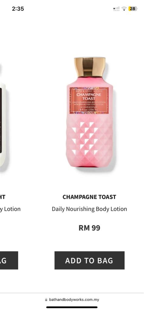 BBW CHAMPAGNE TOAST Daily Nourishing Body Lotion Beauty Personal Care Bath Body Body Care