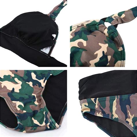 Camouflage Halter Bikini Strappy Deep V Swimsuit Camouf Dcamo Size