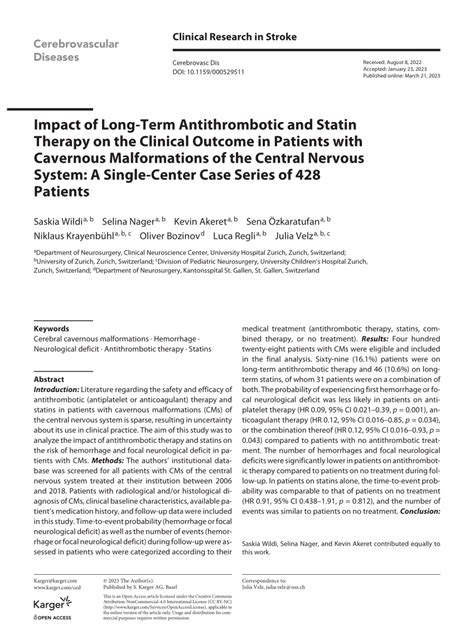 Pdf Impact Of Long Term Antithrombotic And Statin Therapy On The