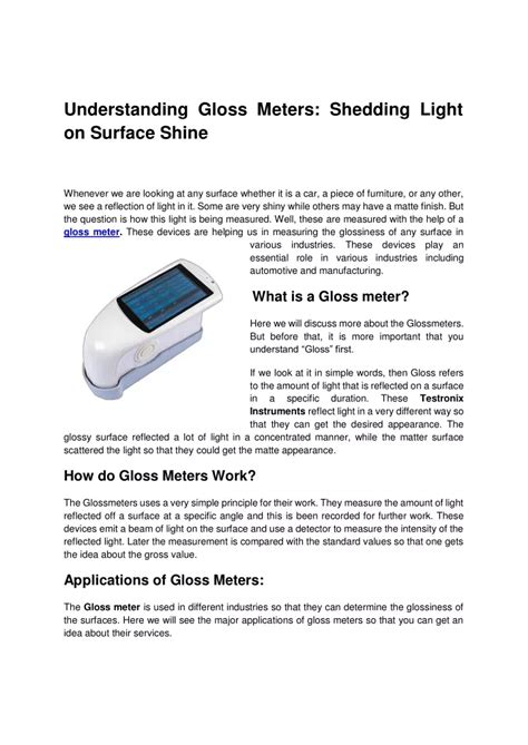 PPT Understanding Gloss Meters Shedding Light On Surface Shine