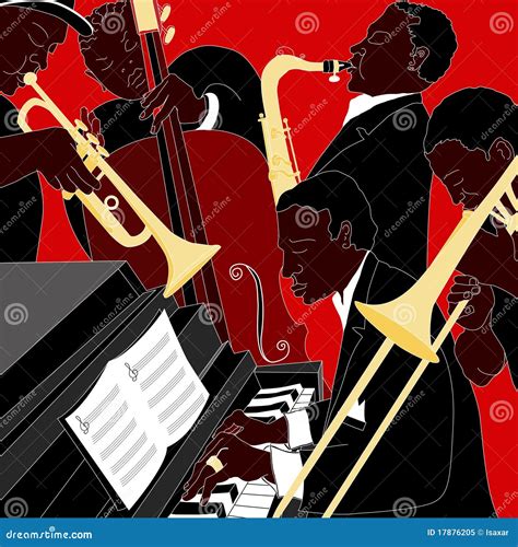 Jazz Band Musical Instruments On Decorative Background With Notes And