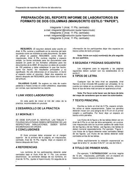 Anexo formato Paper Preparación de reportes de Informe de