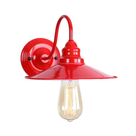 Metal Polished Red Wall Lighting Flat Shade Head Industrial Stylish