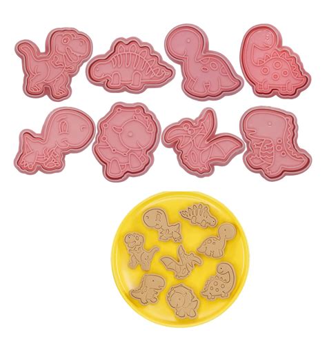 Cortadores De Galletas Dinosaurios Moldes Repostería 8 Pzs Rosa