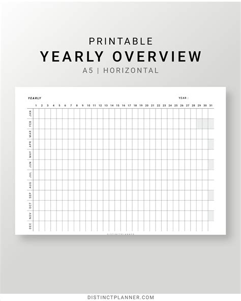 Year At A Glance Free Printable Calendar Artofit